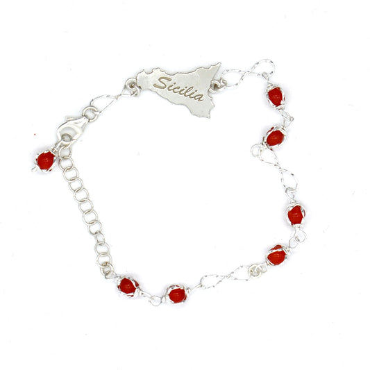 Bracciale Corallo, Argento 925