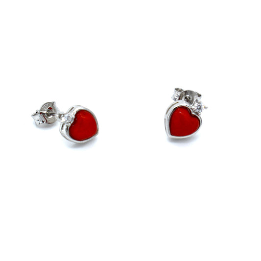 Orecchini cuore con monozircone